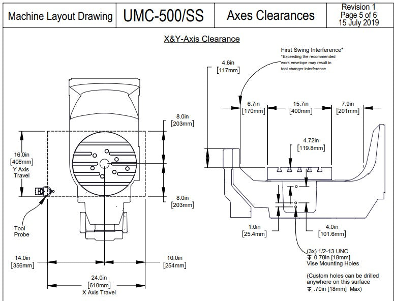 Haas UMC-500 B90 Fixture Tooling Plate