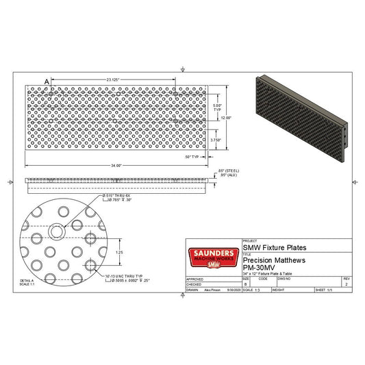 Precision Matthews PM-30MV Fixture Tooling Plate